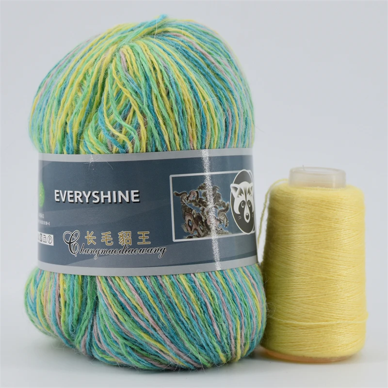 Fur Mink Yarn for Knitting 2-Ply Worsted Fluffy Yarn for Crocheting Needlework 1 Skein 340 M 50+20g
