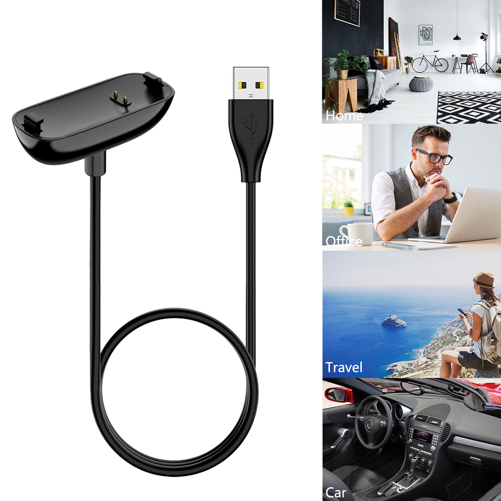 100cm USB Charger For Fitbit Inspire/Inspire 2/Inspire 3 Charging Cable Cord Clip Dock For Fitbit Inspire HR/ACE 2/ACE 3 Charger