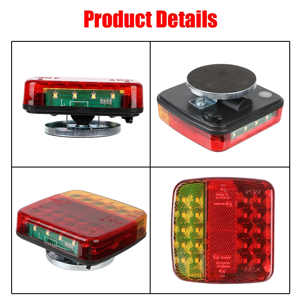 Rechargeable Wireless Reflective Lens Truck Taillights Brake Lights LED Trailer Rear Tail Turn Signal Lamp Caravan Camper Lorry