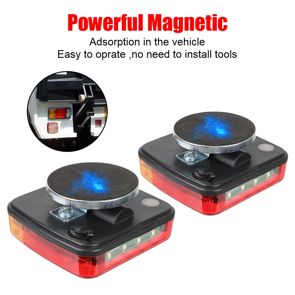 Rechargeable Wireless Reflective Lens Truck Taillights Brake Lights LED Trailer Rear Tail Turn Signal Lamp Caravan Camper Lorry