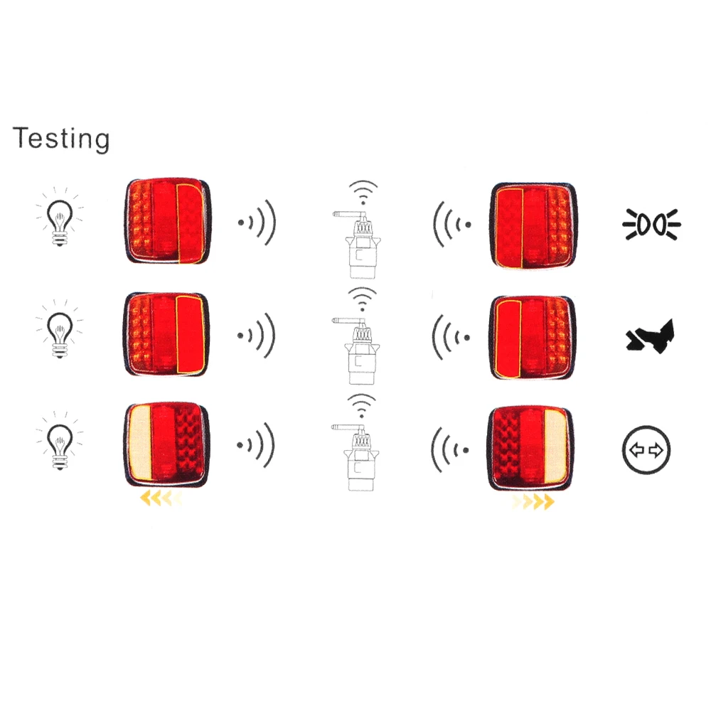 Rechargeable Wireless Reflective Lens Truck Taillights Brake Lights LED Trailer Rear Tail Turn Signal Lamp Caravan Camper Lorry