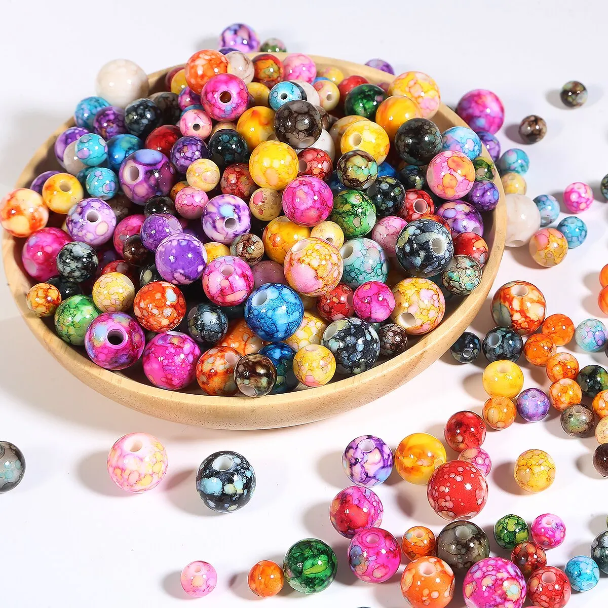 100 Pieces Of Crystal Flower Circular Acrylic Bead Diy Bracelet Necklace Earrings Bracelet Accessories Materials