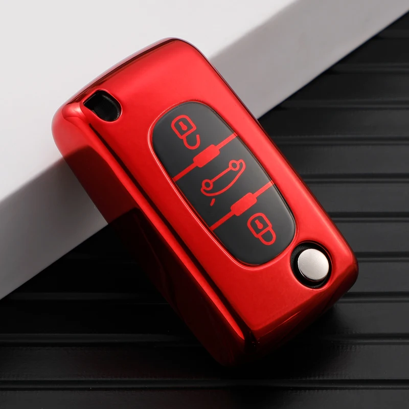 For Peugeot 107 207 307 308 407 607 206 4007 3008 5008 For Citroen C2 C3 C4 C5 C6 C8 2/3 Buttons TPU Car Remote Key Case Cover