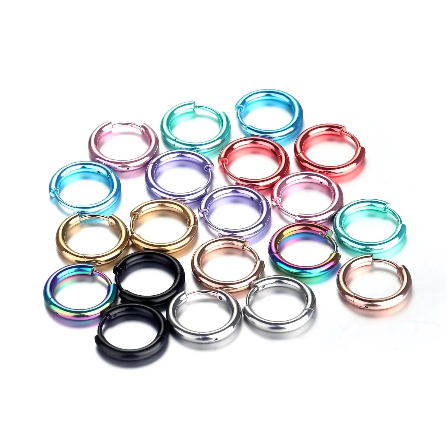 8/10/12/14/16/18/20mm Huggies Hoop Earring Helix Piercing Cartilage Hoops Tragus Earring Lobe Jewelry Pink Unisex Rook Earrings