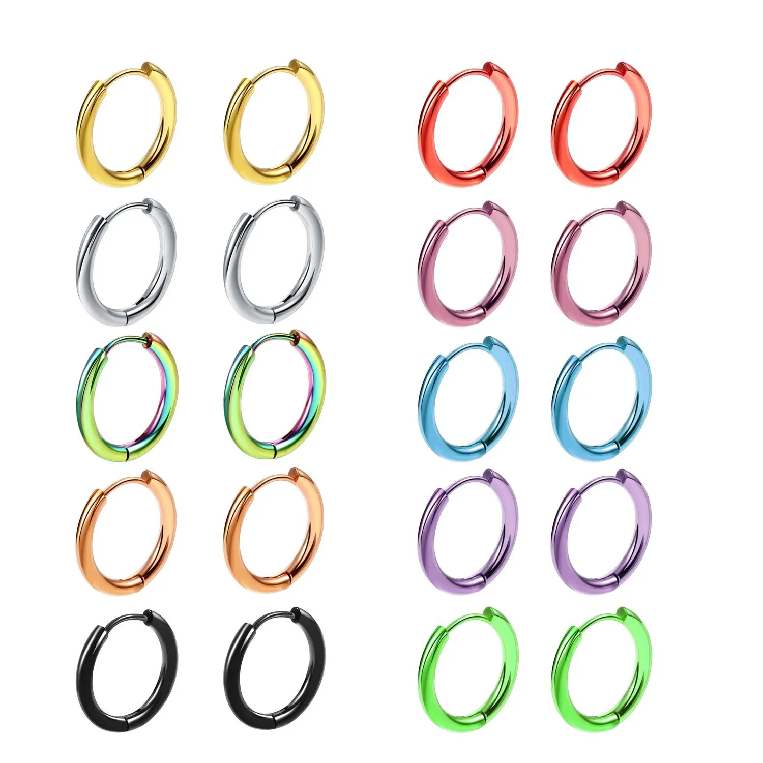 8/10/12/14/16/18/20mm Huggies Hoop Earring Helix Piercing Cartilage Hoops Tragus Earring Lobe Jewelry Pink Unisex Rook Earrings