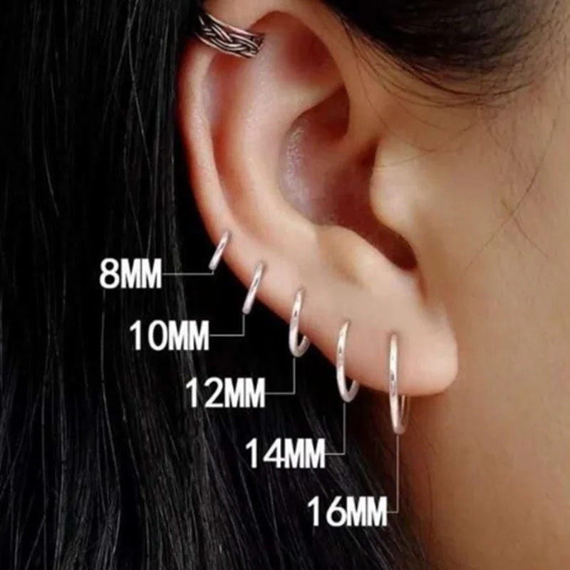 8/10/12/14/16/18/20mm Huggies Hoop Earring Helix Piercing Cartilage Hoops Tragus Earring Lobe Jewelry Pink Unisex Rook Earrings
