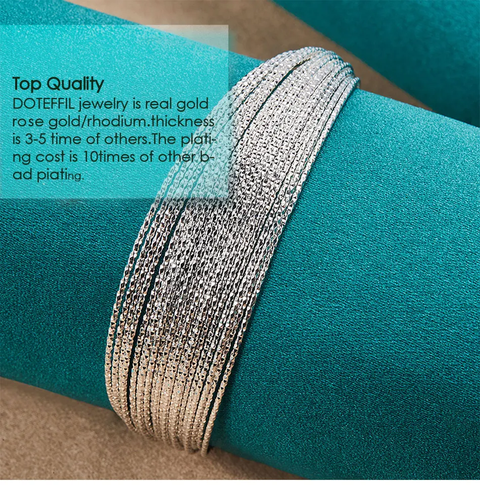 DOTEFFIL 925 Sterling Silver Multi-line Bangle Bracelet For Woman Man Wedding Engagement Fashion Charm Party Jewelry