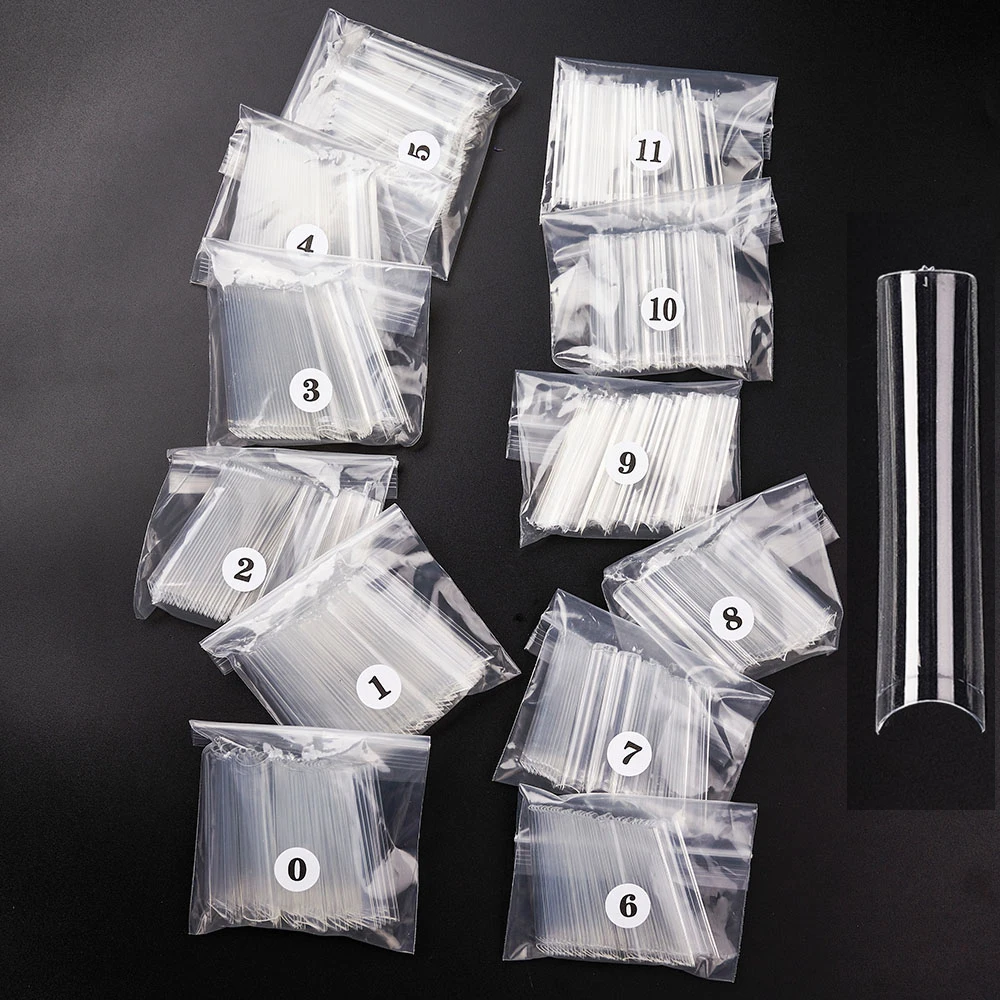 3XL Long Coffin/Square Acrylic False Nail Tip Half Cover C Curved Straight Nail Tips Manicure Nail Art Decoration ToolFake Nails