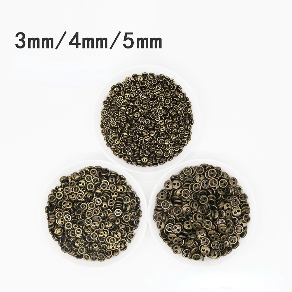 30pcs 3/4/5/6/7/8mm Mini Metal Buttons for DIY Doll Clothes Round Buckles 2 Holes Handmade Scrapbooking Sewing