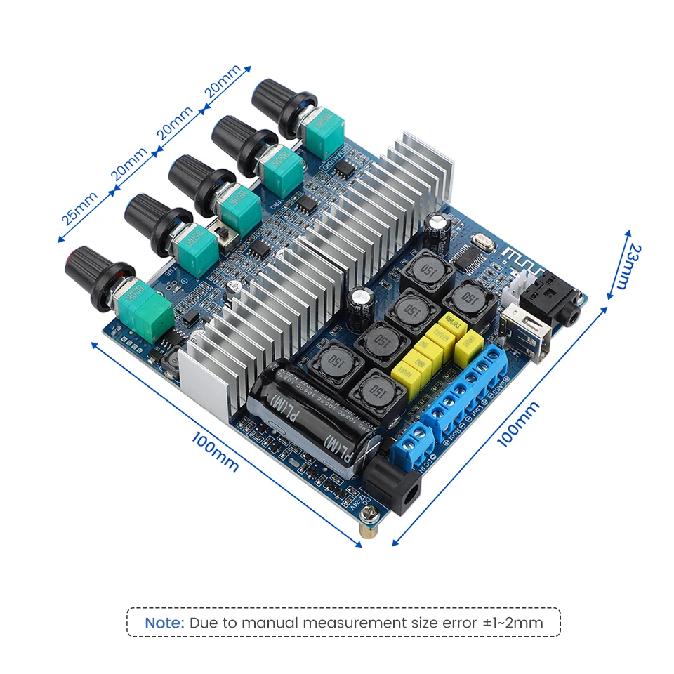 AIYIMA Audio Upgraded TPA3116 Subwoofer Amplifier Board 2.1 Channel HiFi USB DAC Bluetooth 5.0 Power Amplifiers 2x50W+100W