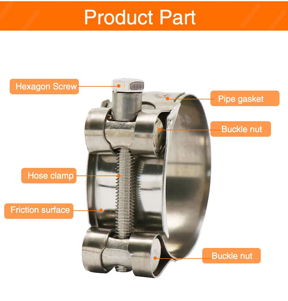ZSDTRP 28 35 39 43 47 51 55 59 63mm Motorcycle Stainless Steel For Band Exhaust Clamp Kit Fit Motorcycle Muffler Silencer