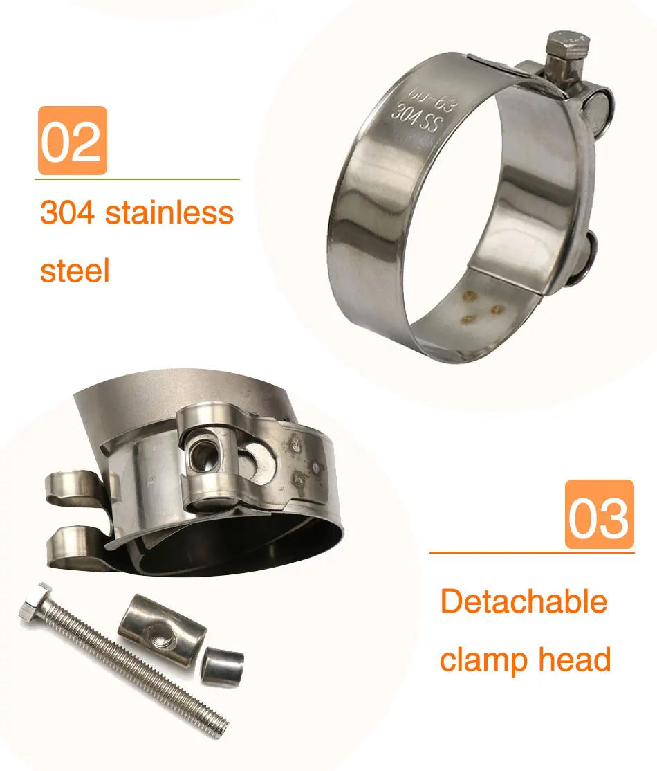 ZSDTRP 28 35 39 43 47 51 55 59 63mm Motorcycle Stainless Steel For Band Exhaust Clamp Kit Fit Motorcycle Muffler Silencer