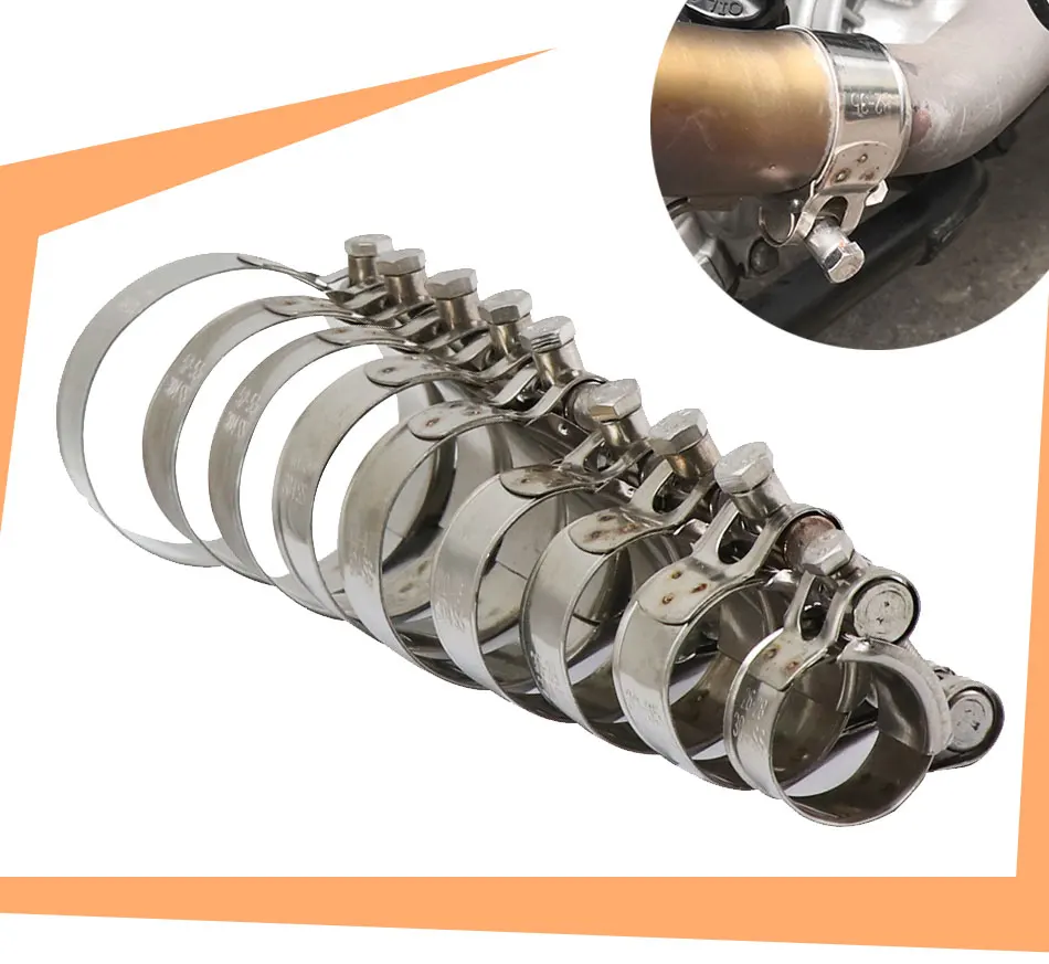 ZSDTRP 28 35 39 43 47 51 55 59 63mm Motorcycle Stainless Steel For Band Exhaust Clamp Kit Fit Motorcycle Muffler Silencer