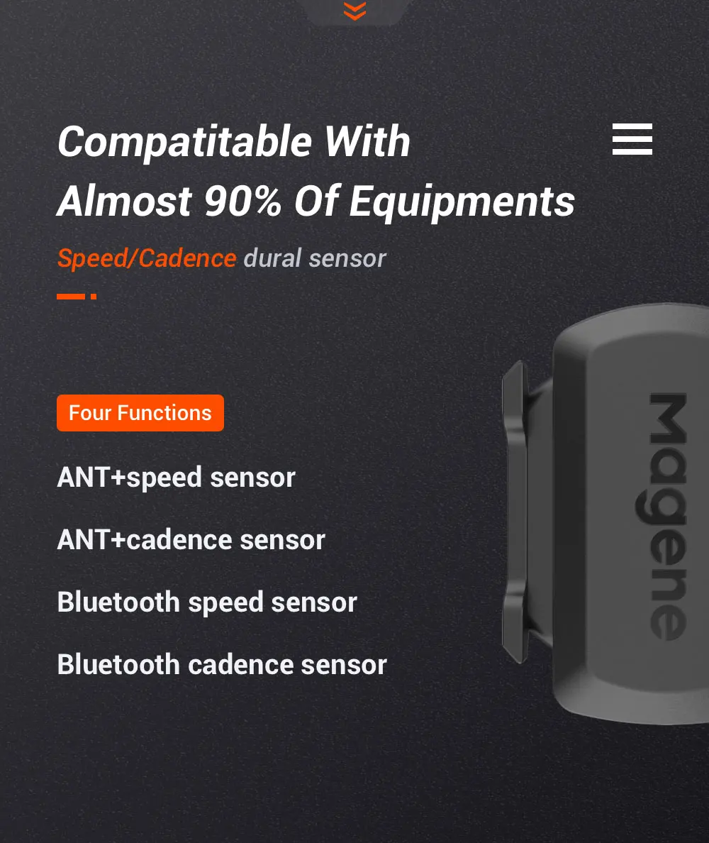 Magene Cadence Sensor Speed S3+ Speedometer ANT+ Bluetooth Computer Compatible with Garmin IGP Bryton  Bike Computer Wireless