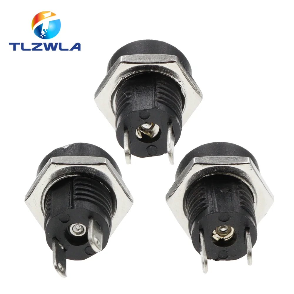 10PCS DC-022B 3A 12v for DC Power Supply Jack Socket Female Panel Mount Connector 5.5 mm x 2.1mm 5.5 mm x 2.5mm DC022B Connector