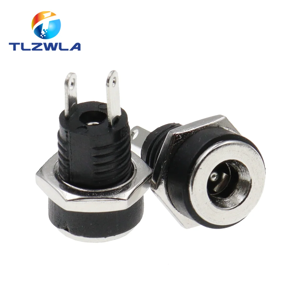 10PCS DC-022B 3A 12v for DC Power Supply Jack Socket Female Panel Mount Connector 5.5 mm x 2.1mm 5.5 mm x 2.5mm DC022B Connector