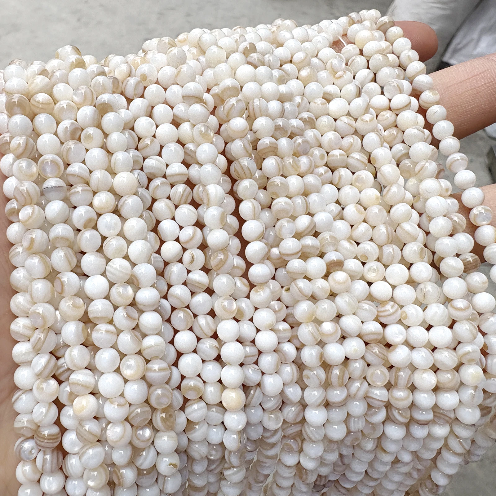 Natural Shell Brown Lace Mother of Pearl Round Loose Beads 15" Strand2 3 4 6MM Pick Size for Jewelry Making Bracelet Necklace