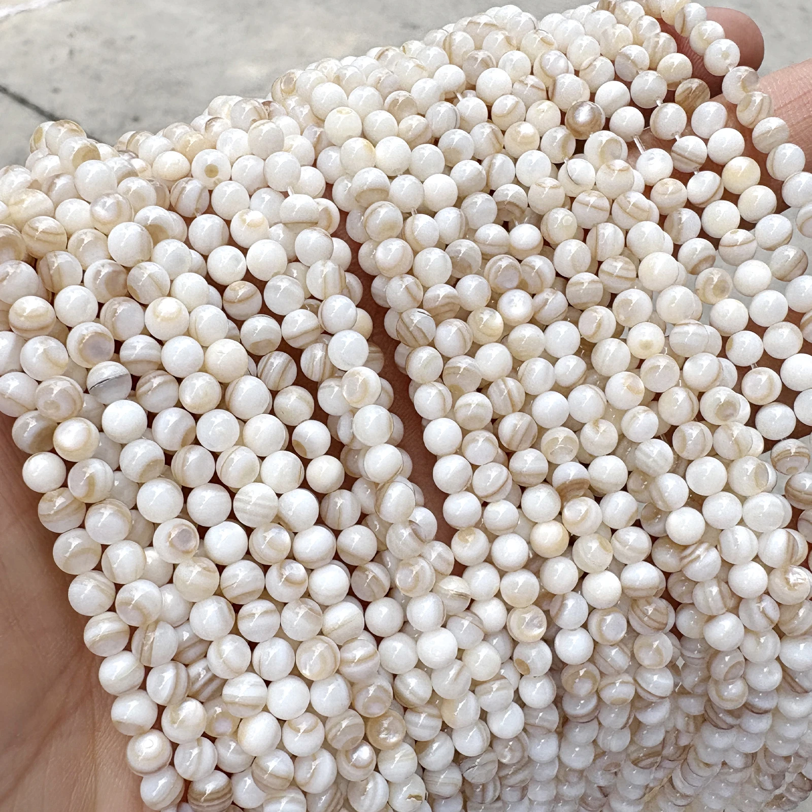 Natural Shell Brown Lace Mother of Pearl Round Loose Beads 15" Strand2 3 4 6MM Pick Size for Jewelry Making Bracelet Necklace