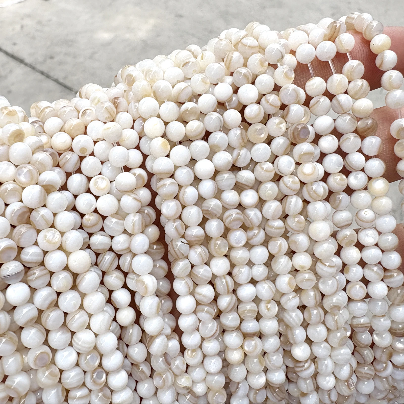 Natural Shell Brown Lace Mother of Pearl Round Loose Beads 15" Strand2 3 4 6MM Pick Size for Jewelry Making Bracelet Necklace