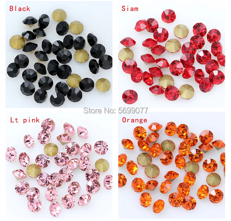 1440P SS2/3/4/5/6/8 Round Facet Cone Cz Crystal 36Color Pointed Back Diamond For 3D Nail Arts Wedding Dress Repair Jewelry Beads