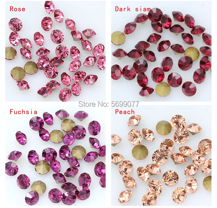 1440P SS2/3/4/5/6/8 Round Facet Cone Cz Crystal 36Color Pointed Back Diamond For 3D Nail Arts Wedding Dress Repair Jewelry Beads