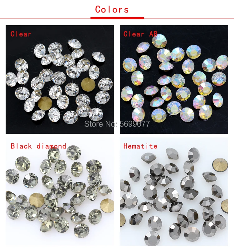 1440P SS2/3/4/5/6/8 Round Facet Cone Cz Crystal 36Color Pointed Back Diamond For 3D Nail Arts Wedding Dress Repair Jewelry Beads