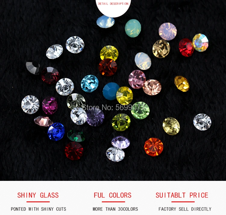 1440P SS2/3/4/5/6/8 Round Facet Cone Cz Crystal 36Color Pointed Back Diamond For 3D Nail Arts Wedding Dress Repair Jewelry Beads