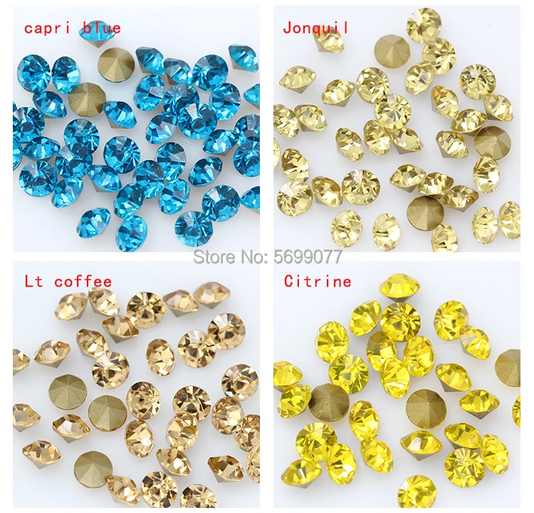 1440P SS2/3/4/5/6/8 Round Facet Cone Cz Crystal 36Color Pointed Back Diamond For 3D Nail Arts Wedding Dress Repair Jewelry Beads