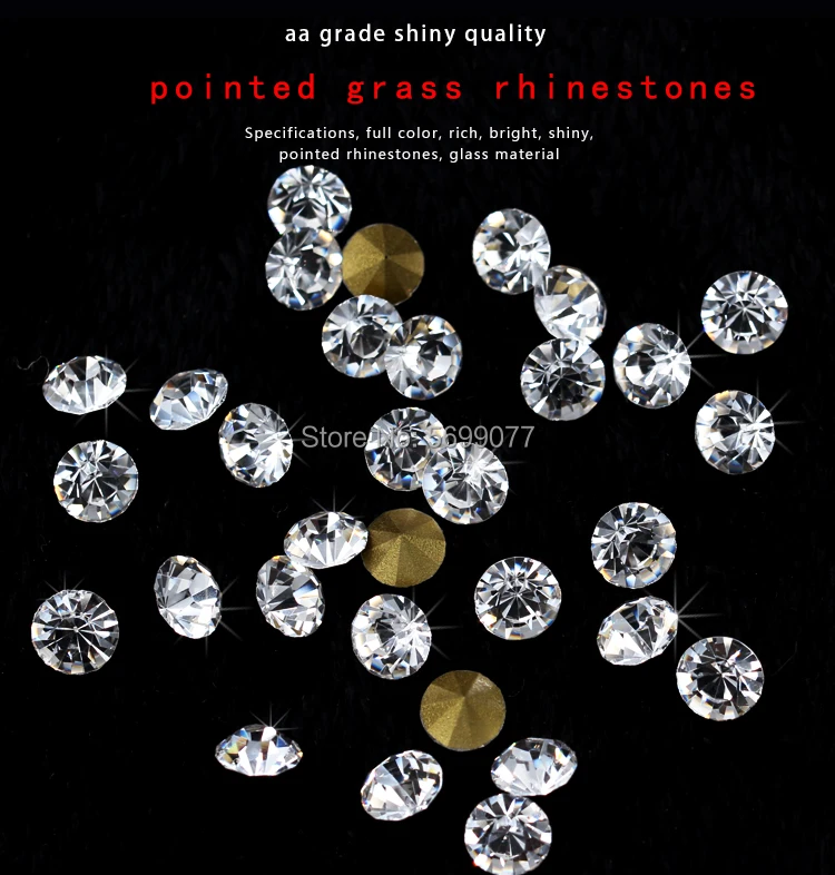 1440P SS2/3/4/5/6/8 Round Facet Cone Cz Crystal 36Color Pointed Back Diamond For 3D Nail Arts Wedding Dress Repair Jewelry Beads