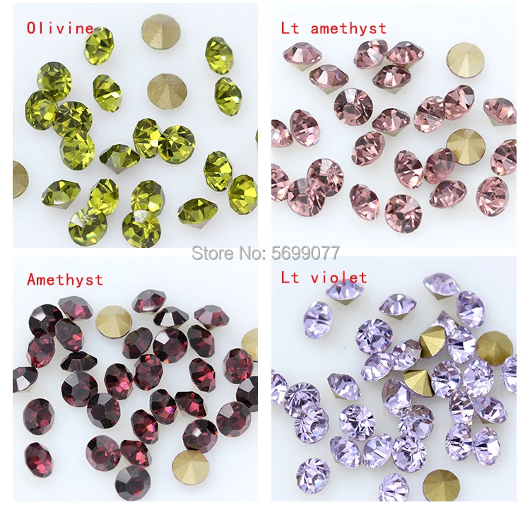 1440P SS2/3/4/5/6/8 Round Facet Cone Cz Crystal 36Color Pointed Back Diamond For 3D Nail Arts Wedding Dress Repair Jewelry Beads