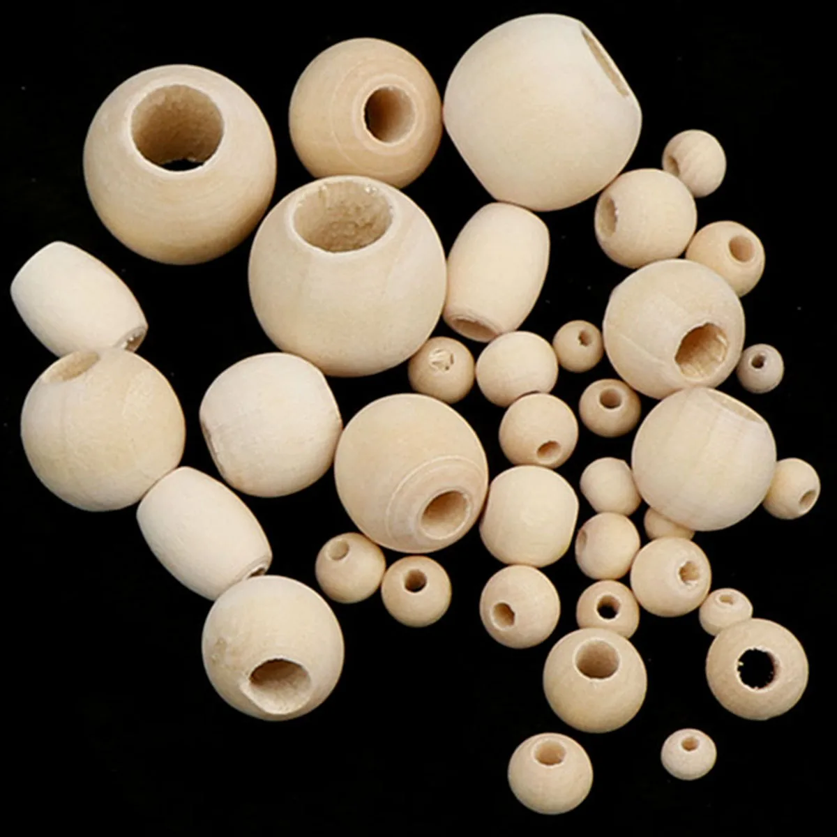 30-500PCS  5-20mm DIY Natural Ball Round Spacer Wooden Beads Lead-Free Wooden Balls Loose Ball Beads Big Hole Supply