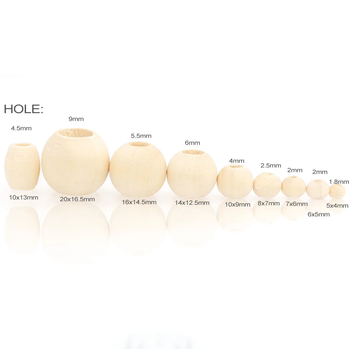 30-500PCS  5-20mm DIY Natural Ball Round Spacer Wooden Beads Lead-Free Wooden Balls Loose Ball Beads Big Hole Supply