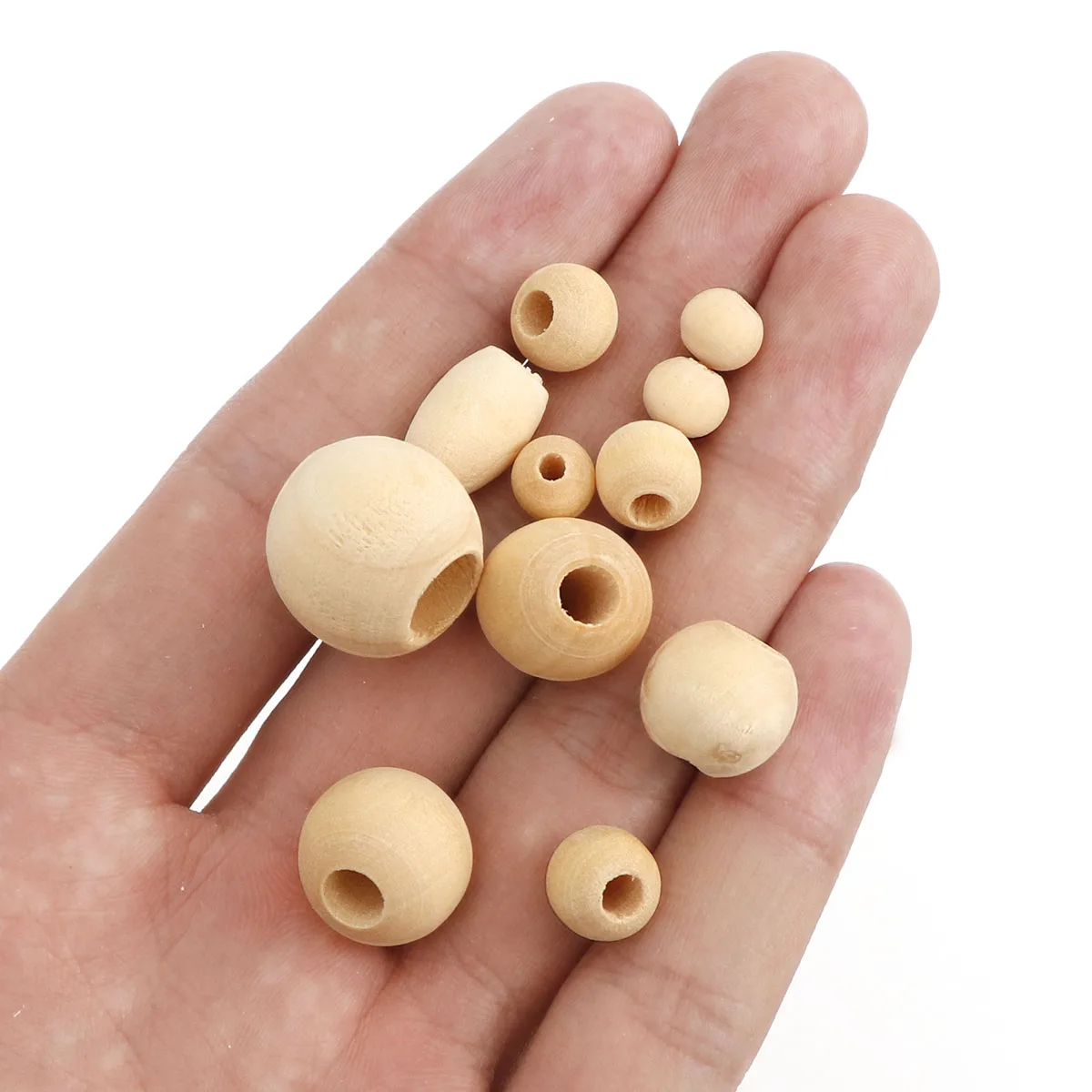 30-500PCS  5-20mm DIY Natural Ball Round Spacer Wooden Beads Lead-Free Wooden Balls Loose Ball Beads Big Hole Supply