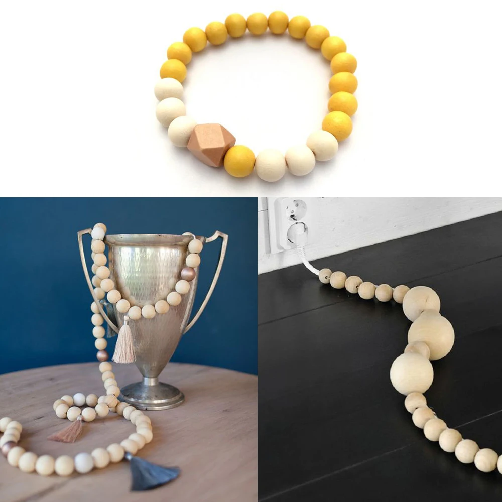 30-500PCS  5-20mm DIY Natural Ball Round Spacer Wooden Beads Lead-Free Wooden Balls Loose Ball Beads Big Hole Supply