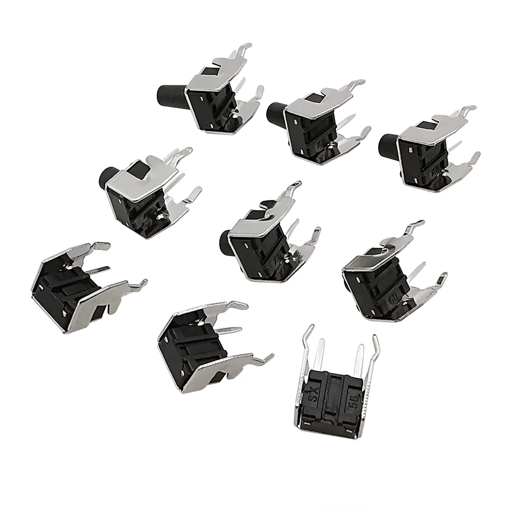20Pcs 6x6 PCB Momentary Tactile Tact Push Button 4-Pin Self-reset Switch Right Angle With stent 6*6*4.3/4.5/5/6/7/7.5/8/9/10mm