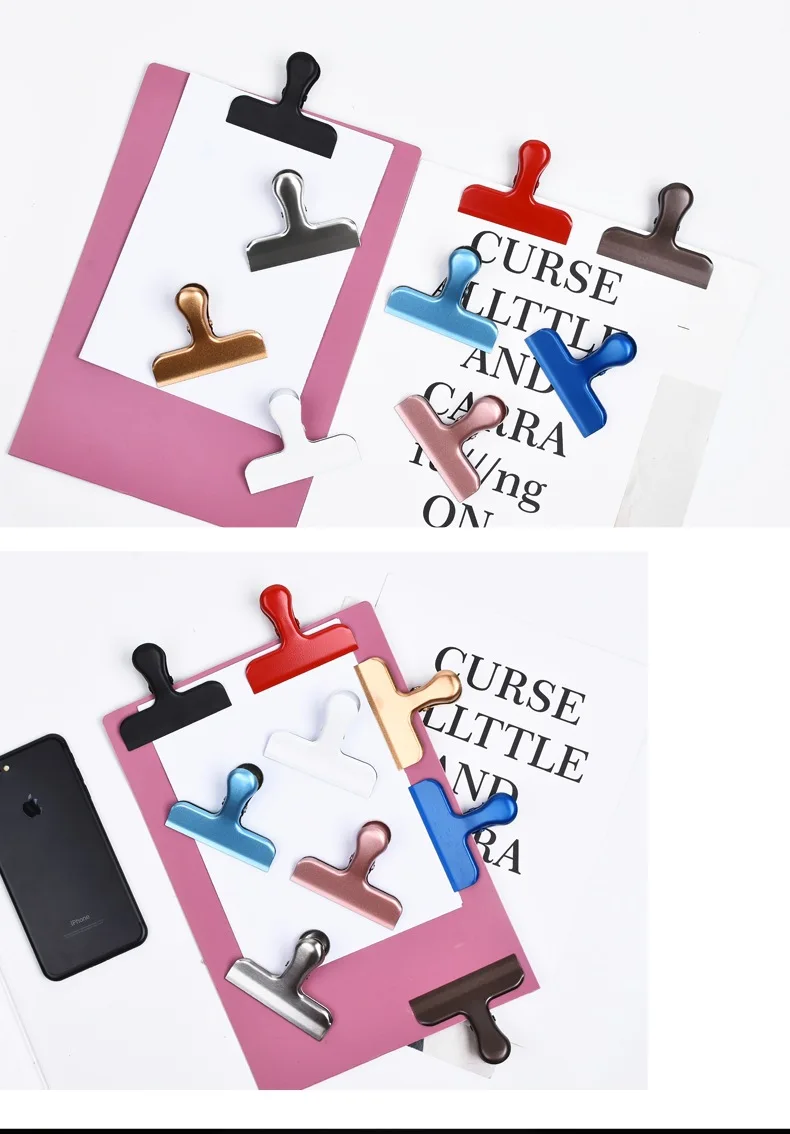 Fromthenon Vintage Binder Clip Metal Planner Clips Pink Red Gold Color Clamp Office Decorative Supplies School Stationery