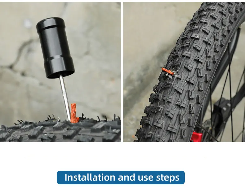 Deemount Original Bicycle Tubeless Tire Repair Tool Tyre Drill Puncture for Urgent Glue Free Repair Optional Rubber Stripe