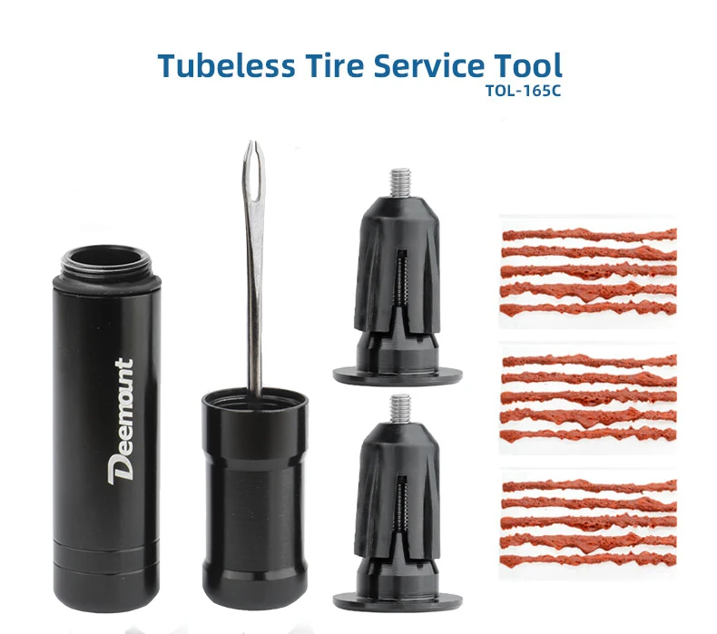 Deemount Original Bicycle Tubeless Tire Repair Tool Tyre Drill Puncture for Urgent Glue Free Repair Optional Rubber Stripe