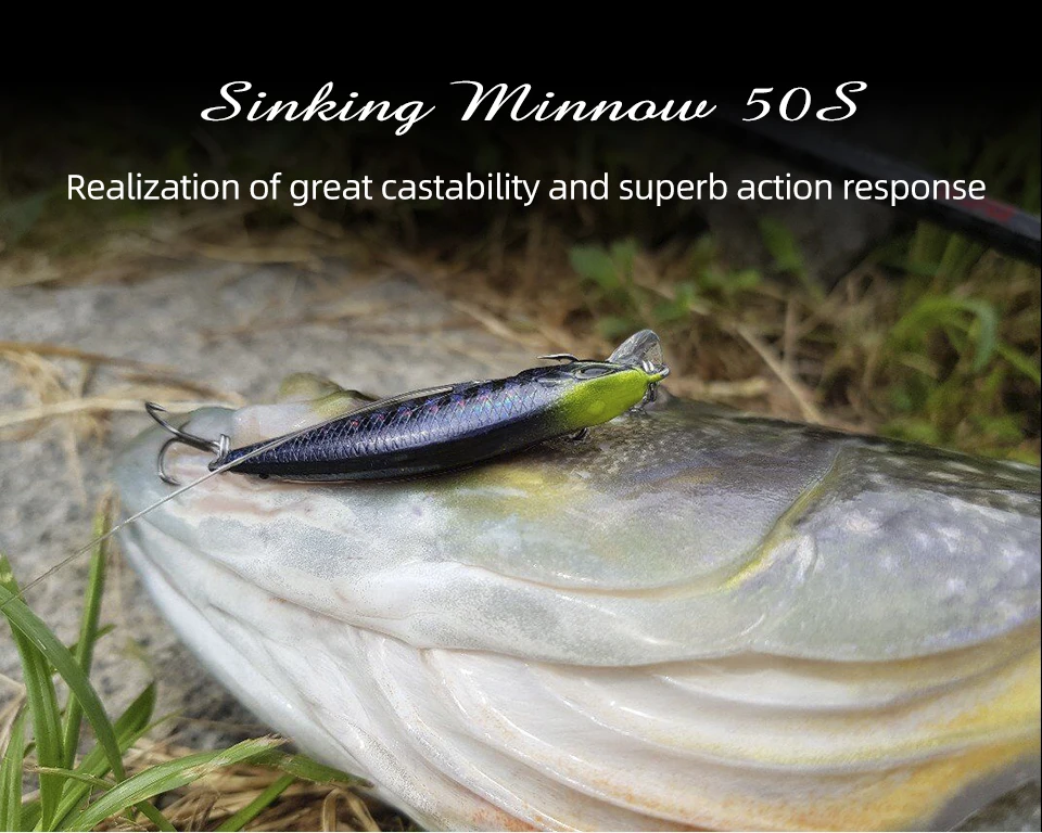 TSURINOYA Sinking Minnow Mini Hard Lure DW63 50S 50mm 5g Artificial Fishing Lure Wobblers Crankbait Trout Bait