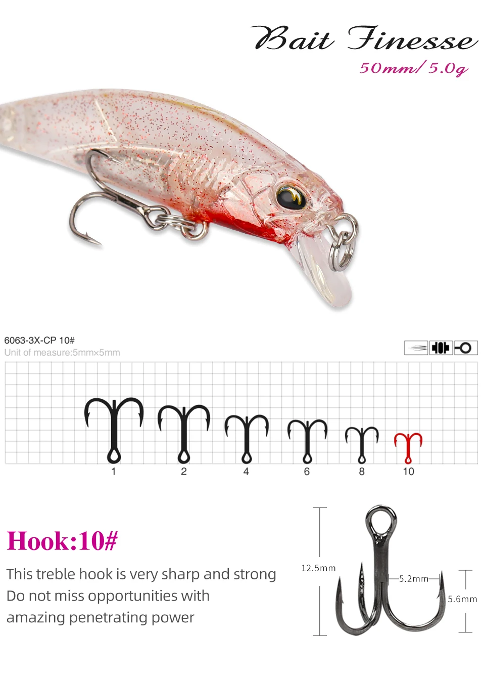 TSURINOYA Sinking Minnow Mini Hard Lure DW63 50S 50mm 5g Artificial Fishing Lure Wobblers Crankbait Trout Bait
