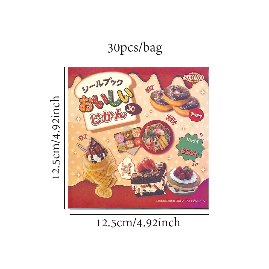 Mr. Paper 2Style 30Pcs/bag Japanese Food Sticker Book DIY Handbook Scrapbook Photo Frame Envelope Phone Case