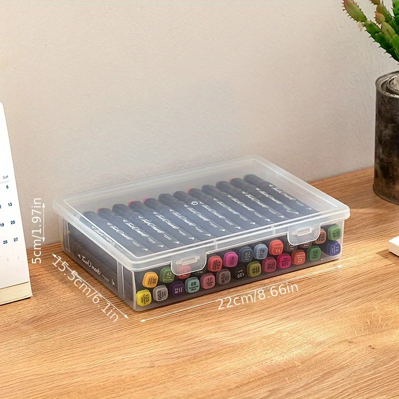 Large Capacity Pencil Case Transparent Plastic Notebook Sketch Marker Colored Lead Painting Storage Box, Back To School Supplies