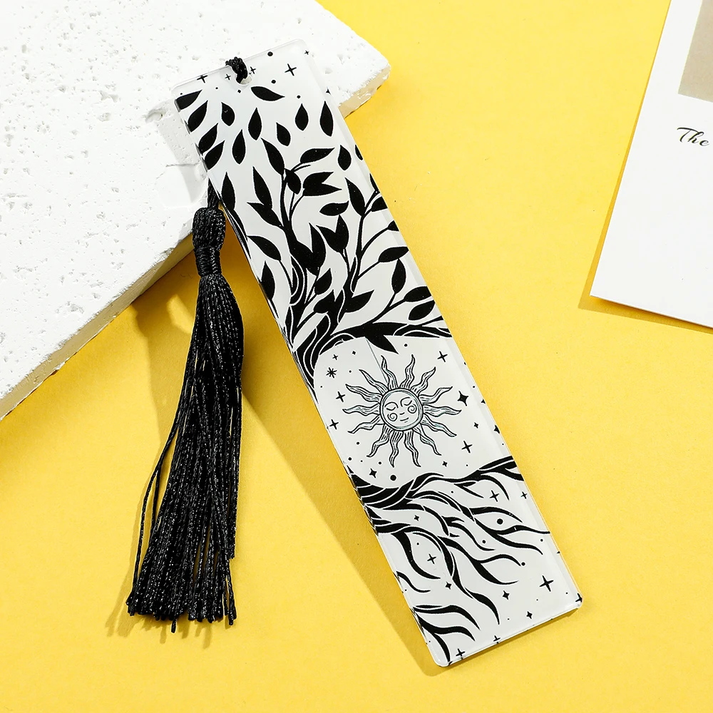 1pcs/2pcs Tree of Life Moon Tarot Element Patter Acrylic Bookmarks Student Learning Supplies Stationery Gifts Decor Gifts