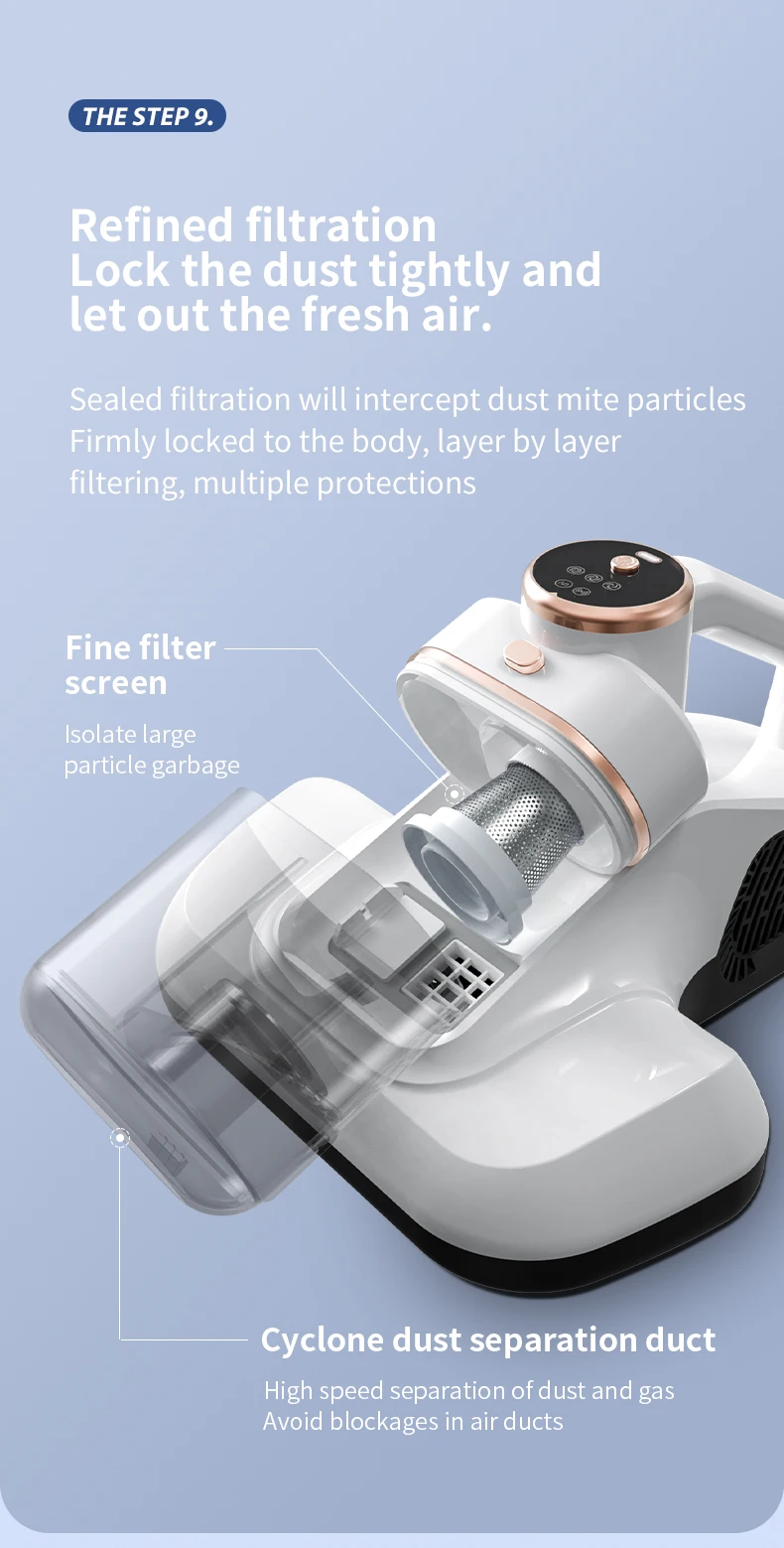 Intelligent Mite Remover Dual Cup Mite Remover Three-stage Mite Remover Bed Mounted Household Vacuum Cleaner