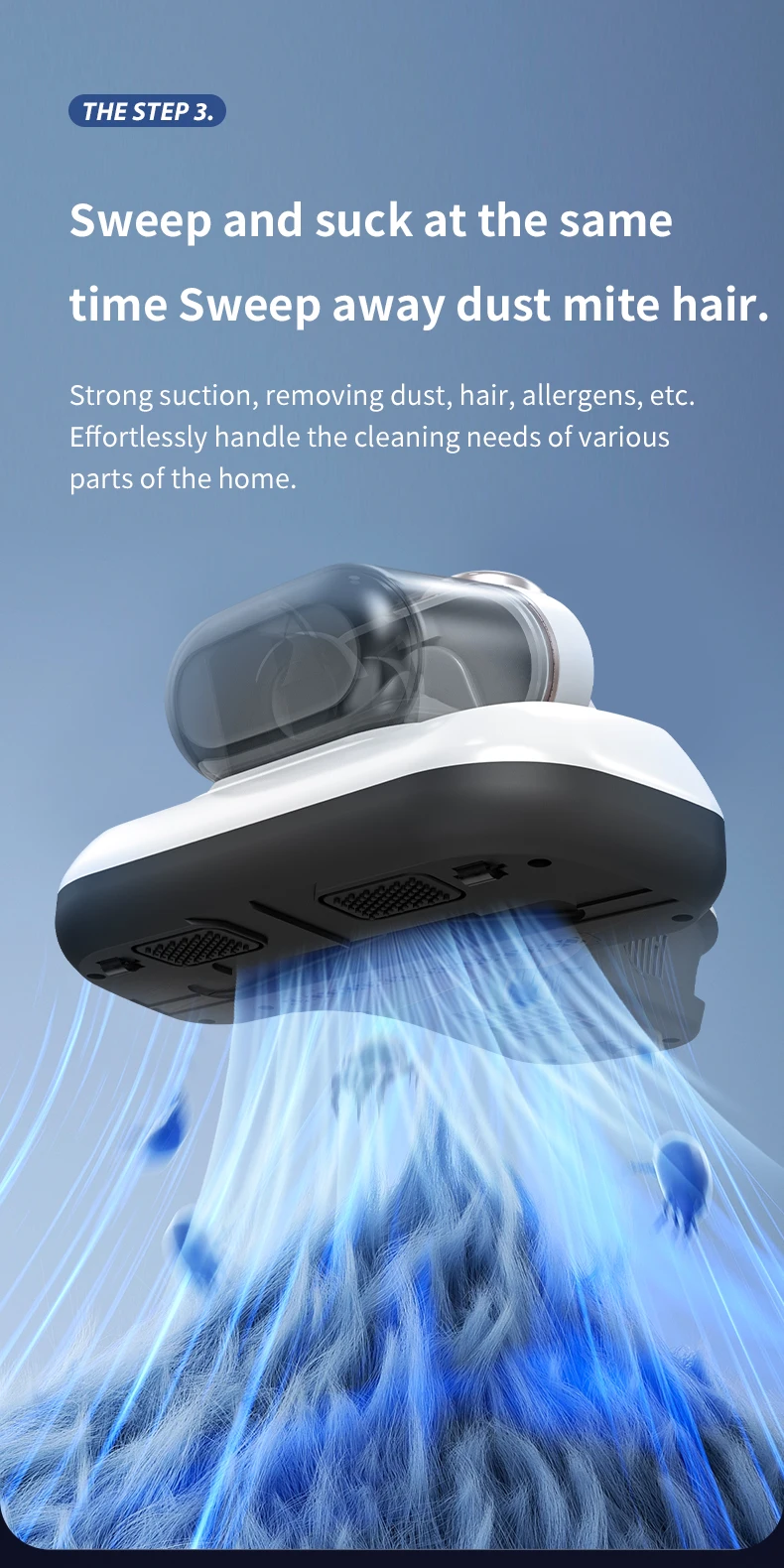 Intelligent Mite Remover Dual Cup Mite Remover Three-stage Mite Remover Bed Mounted Household Vacuum Cleaner