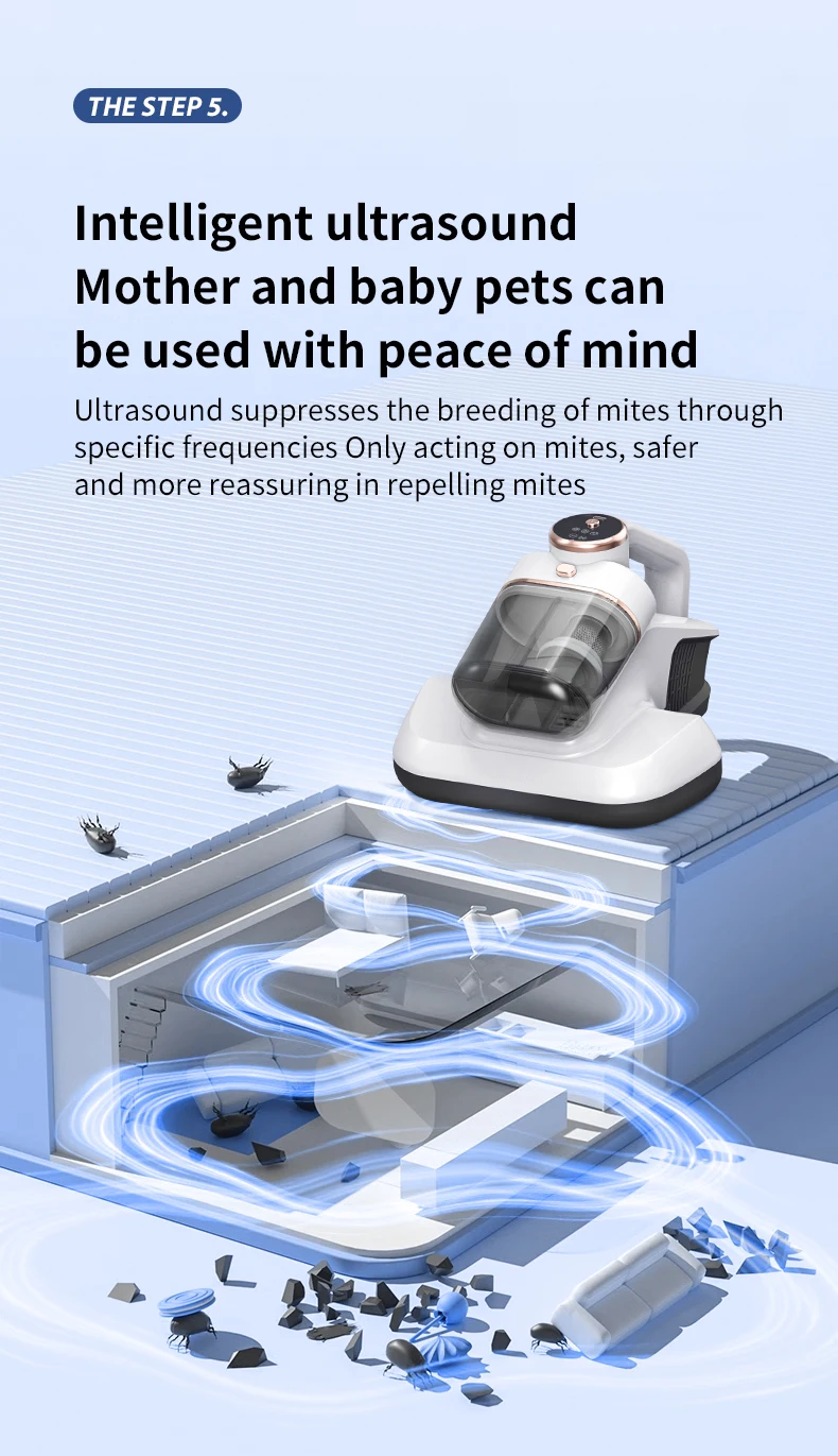 Intelligent Mite Remover Dual Cup Mite Remover Three-stage Mite Remover Bed Mounted Household Vacuum Cleaner