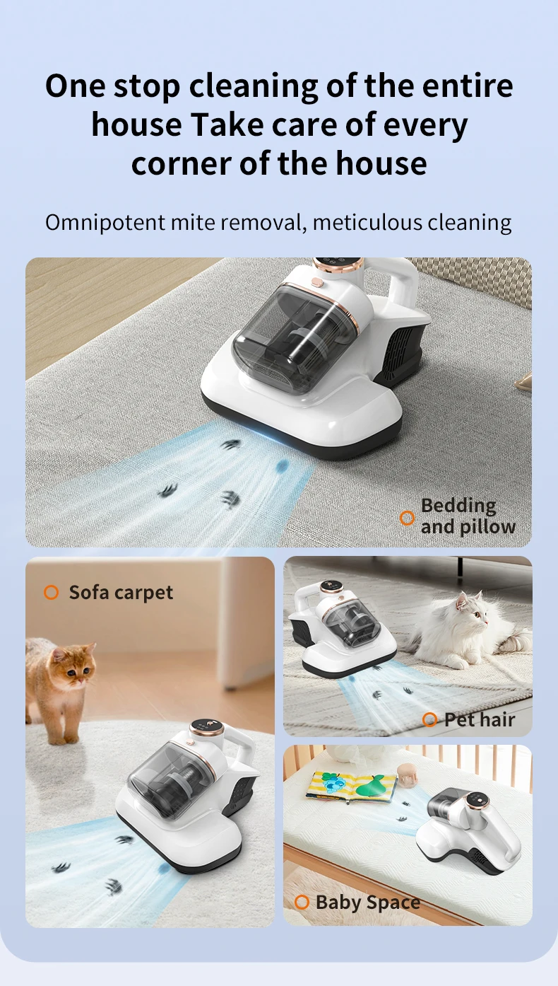 Intelligent Mite Remover Dual Cup Mite Remover Three-stage Mite Remover Bed Mounted Household Vacuum Cleaner