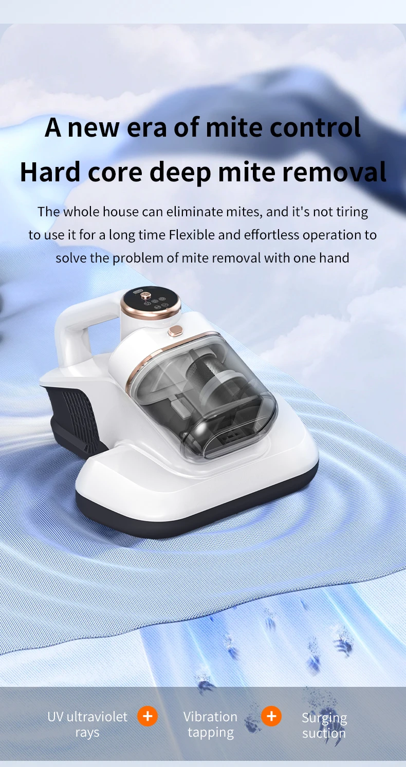 Intelligent Mite Remover Dual Cup Mite Remover Three-stage Mite Remover Bed Mounted Household Vacuum Cleaner