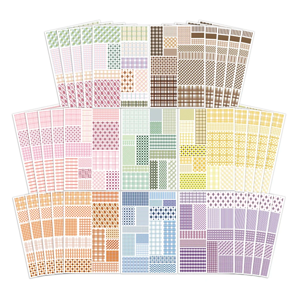 8PCS Grid Material Paper Convenience Sticker DIY Feel Free Sticker Account Material Notebook Phone Case Water Cup Waterproof