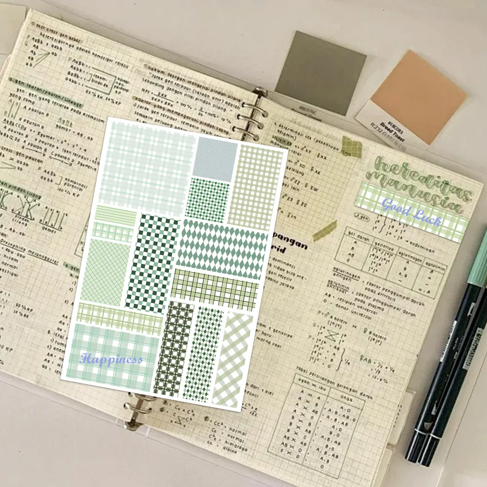 8PCS Grid Material Paper Convenience Sticker DIY Feel Free Sticker Account Material Notebook Phone Case Water Cup Waterproof